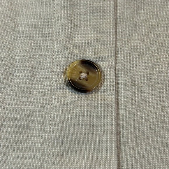 Ellen Tracy Linen Tunic Button Back Top Tan Size Medium - Picture 8 of 10